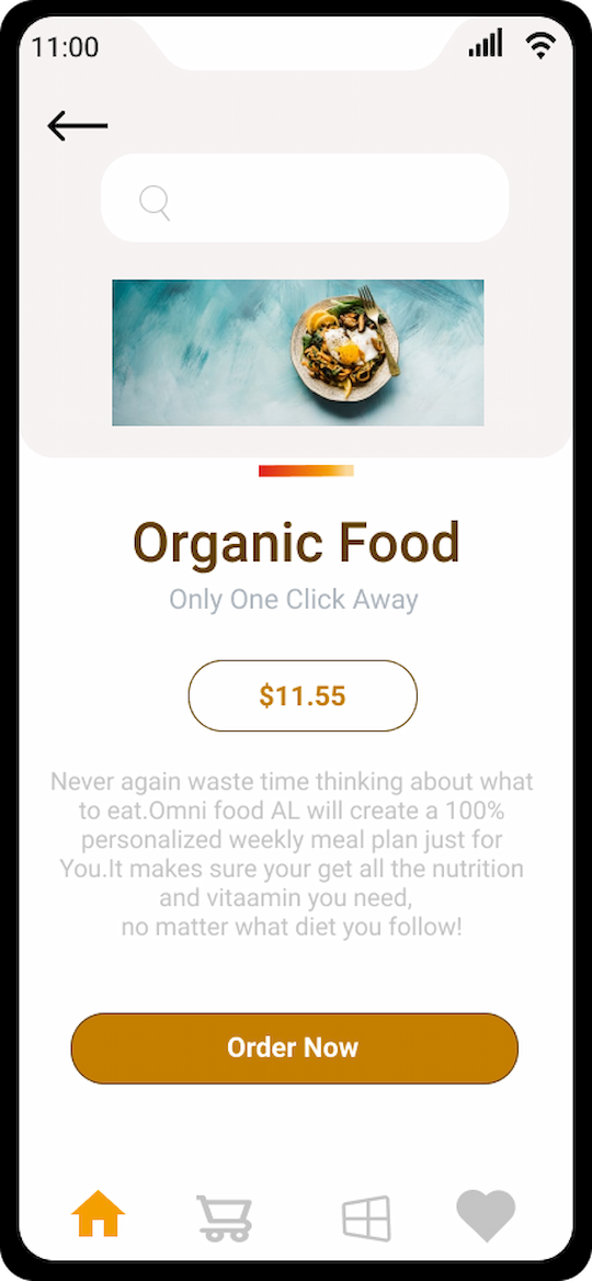 Application UI for food varieties